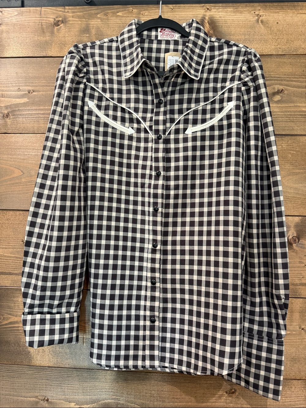 Howdy Hanny Black & White Gingham Button-Down Western Shirt